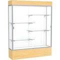 Waddell Display Case Of Ghent Reliant Lighted Display Case 60"W x 80"H x 16"D Light Oak Base White Back Satin Natural Frame 2175WB-SN-LV